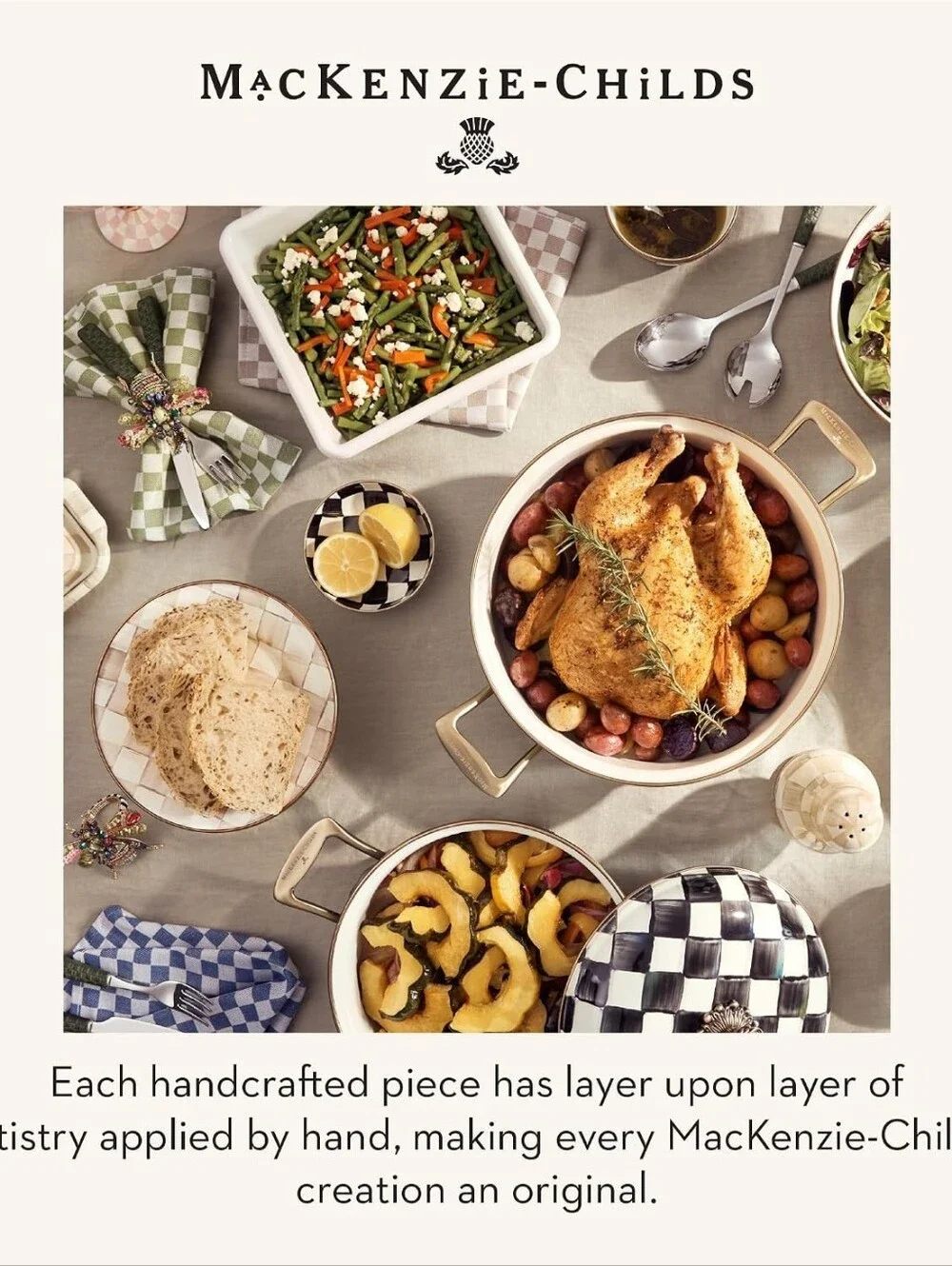 MACKENZIE-CHILDS Enamel Square Baking Pan for Oven, Square Oven Pan, 8